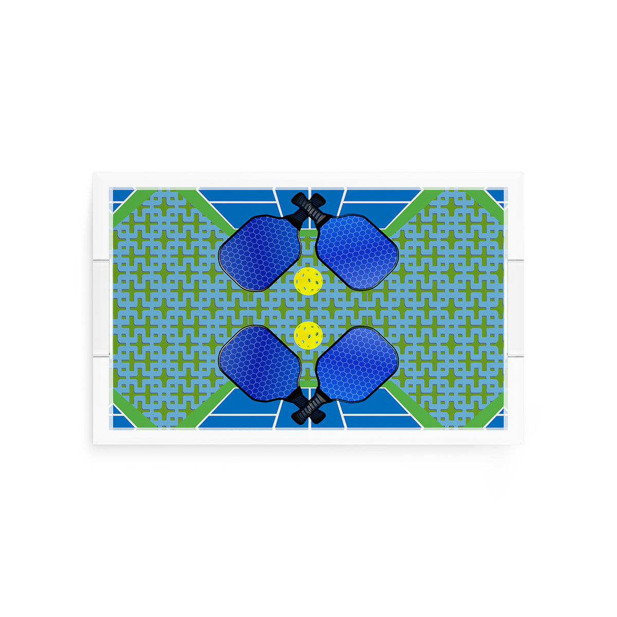 Pickleball Anyone Blue Green Acrylic Decorative Tray, 12.5 x 7.75 in. by Nicolette Mayer 