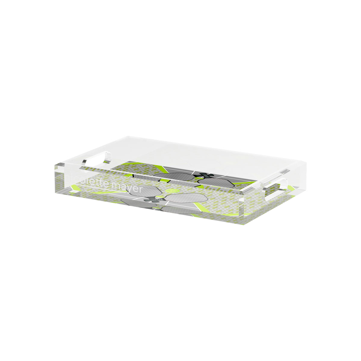 Pickleball Anyone Silver Lime Acrylic Decorative Tray, 12.5 x 7.75 in. by Nicolette Mayer 