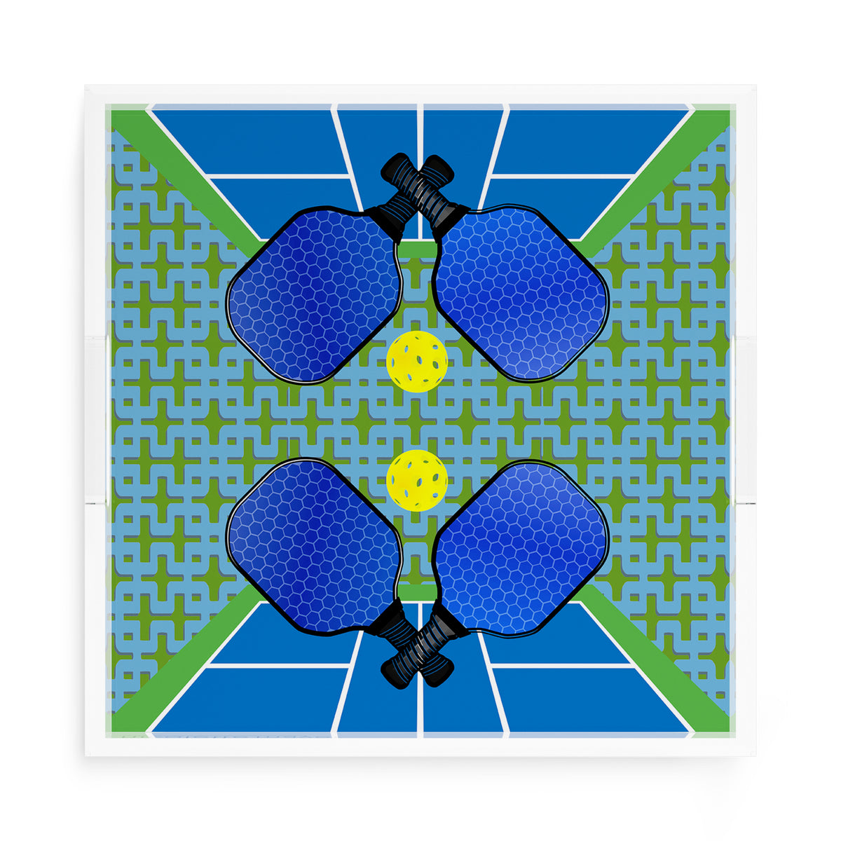 Pickleball Anyone Blue Green Acrylic Decorative Tray, 15 x 15 in. by Nicolette Mayer 