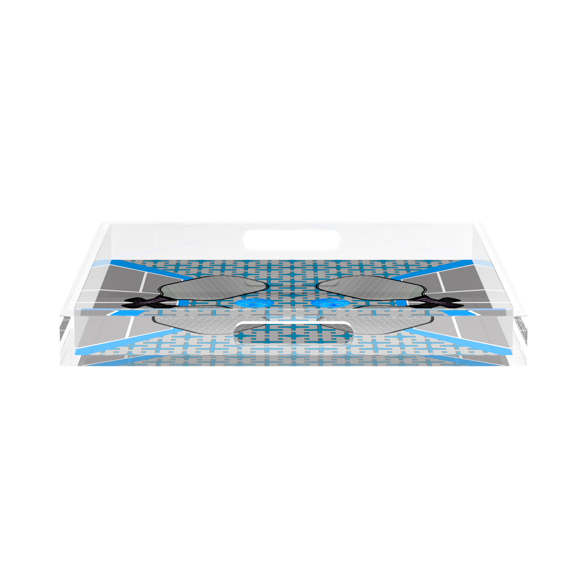 Pickleball Anyone Silver Blue Acrylic Decorative Tray, 15 x 15 in. by Nicolette Mayer 