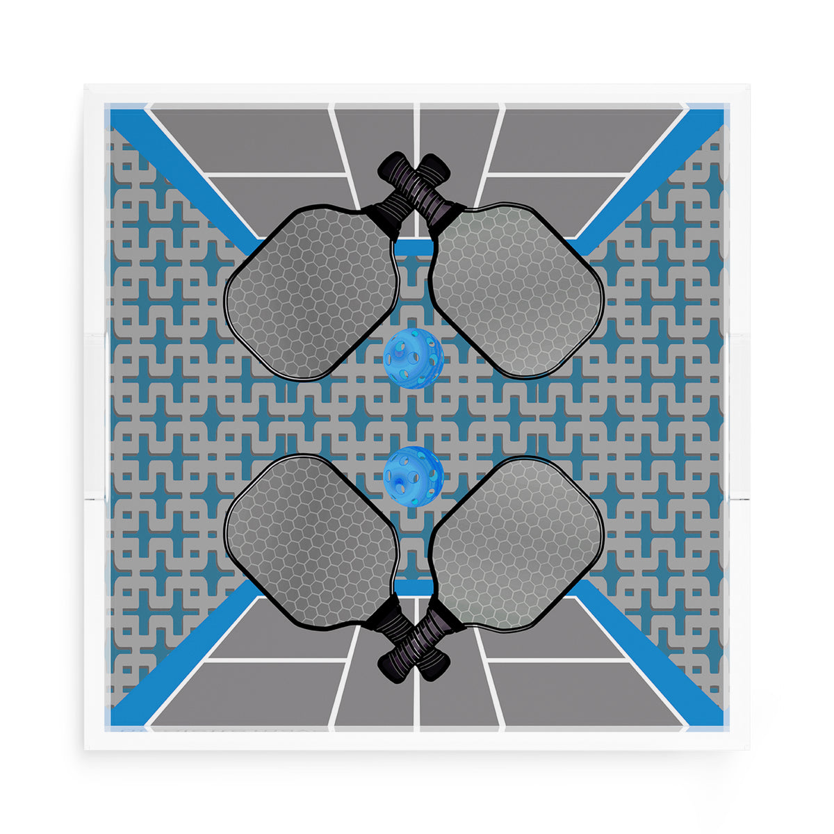 Pickleball Anyone Silver Blue Acrylic Decorative Tray, 15 x 15 in. by Nicolette Mayer 