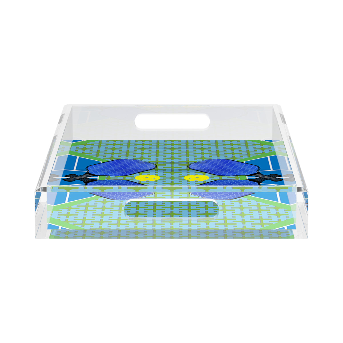Pickleball Anyone Blue Green Acrylic Decorative Tray, 17 x 10.5 in. by Nicolette Mayer 