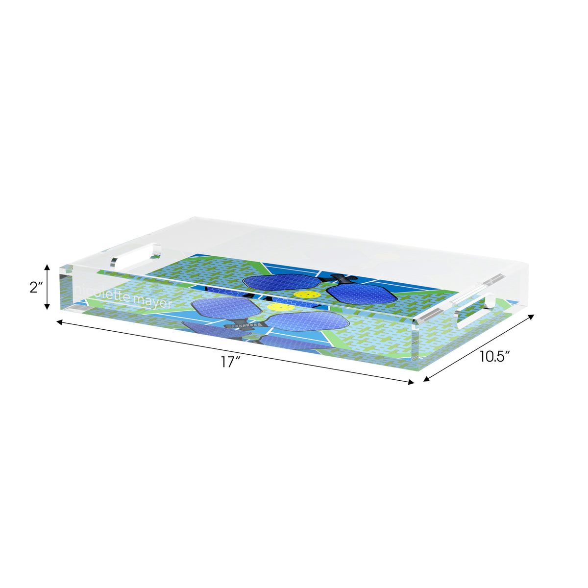 Pickleball Anyone Blue Green Acrylic Decorative Tray, nesting set of 3 by Nicolette Mayer 