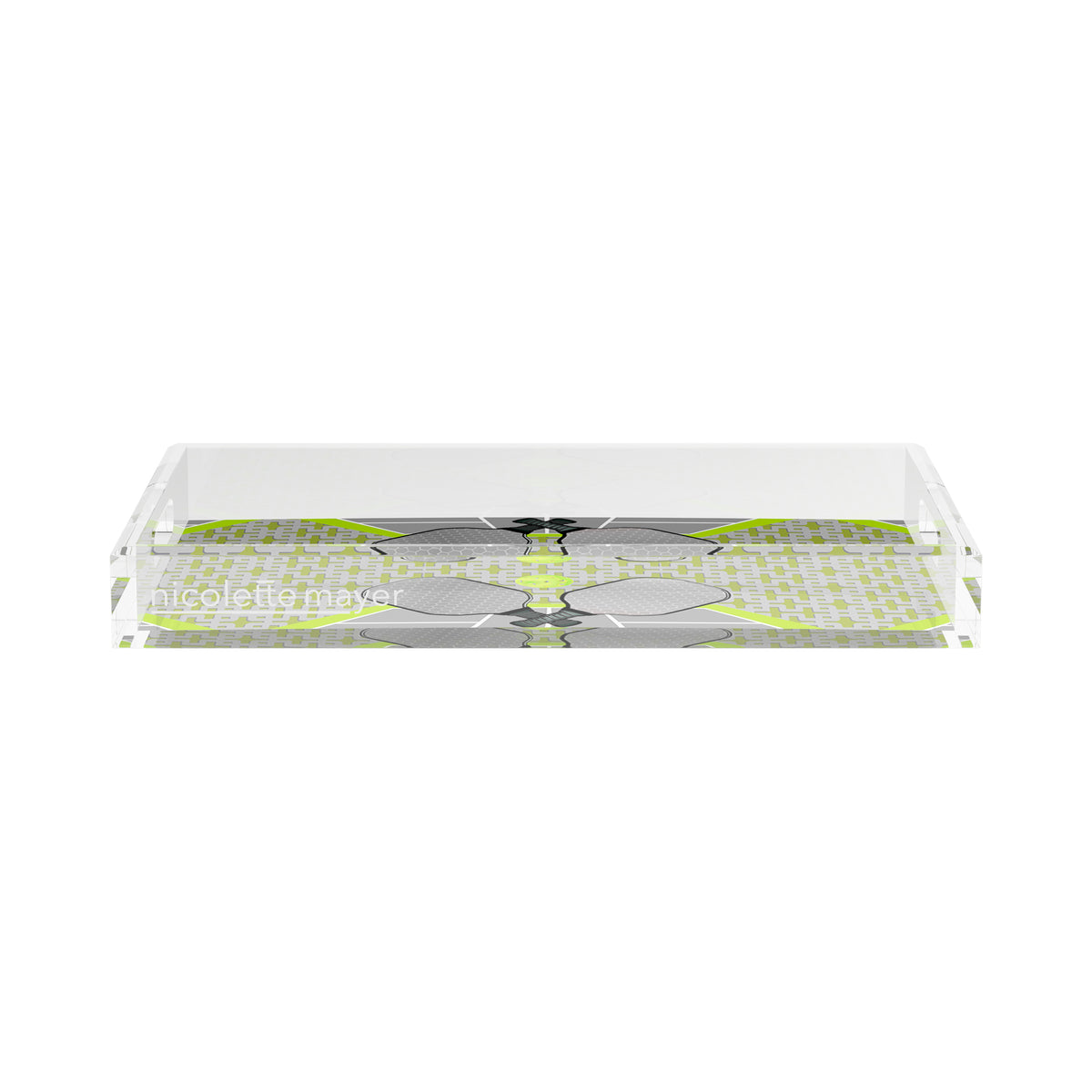 Pickleball Anyone Silver Lime Acrylic Decorative Tray, 17 x 10.5 in. by Nicolette Mayer 