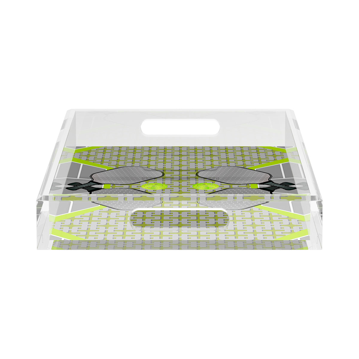 Pickleball Anyone Silver Lime Acrylic Decorative Tray, 17 x 10.5 in. by Nicolette Mayer 