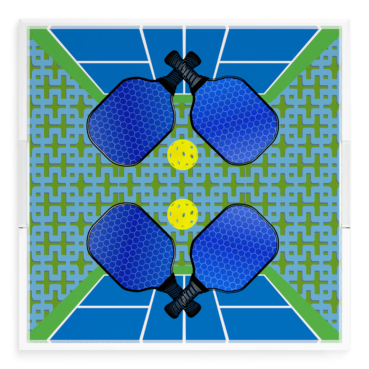 Pickleball Anyone Blue Green Acrylic Decorative Tray, 18 x 18 in. by Nicolette Mayer 