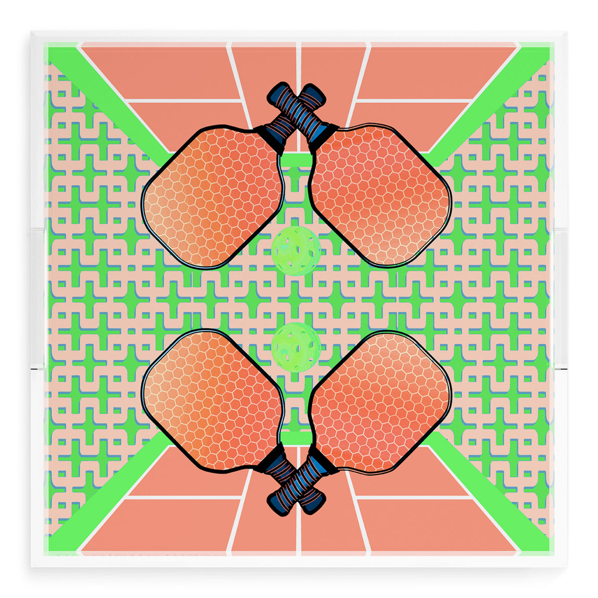 Pickleball Anyone Pam and Emma Acrylic Decorative Tray, 18 x 18 in. by Nicolette Mayer 