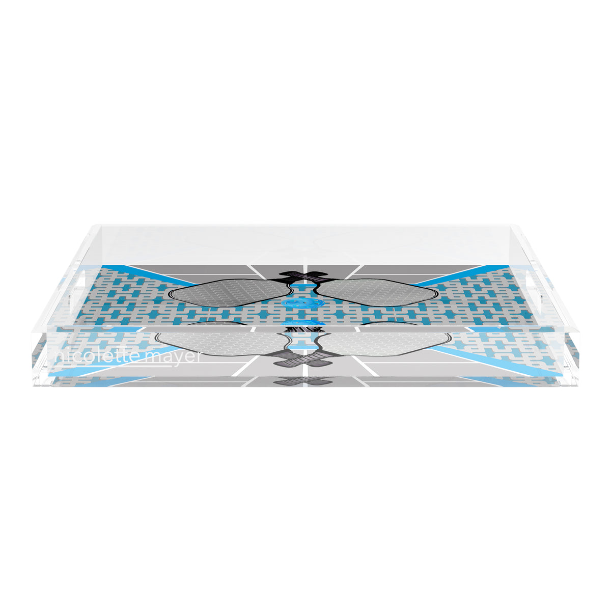 Pickleball Anyone Silver Blue Acrylic Decorative Tray, 18 x 18 in. by Nicolette Mayer 