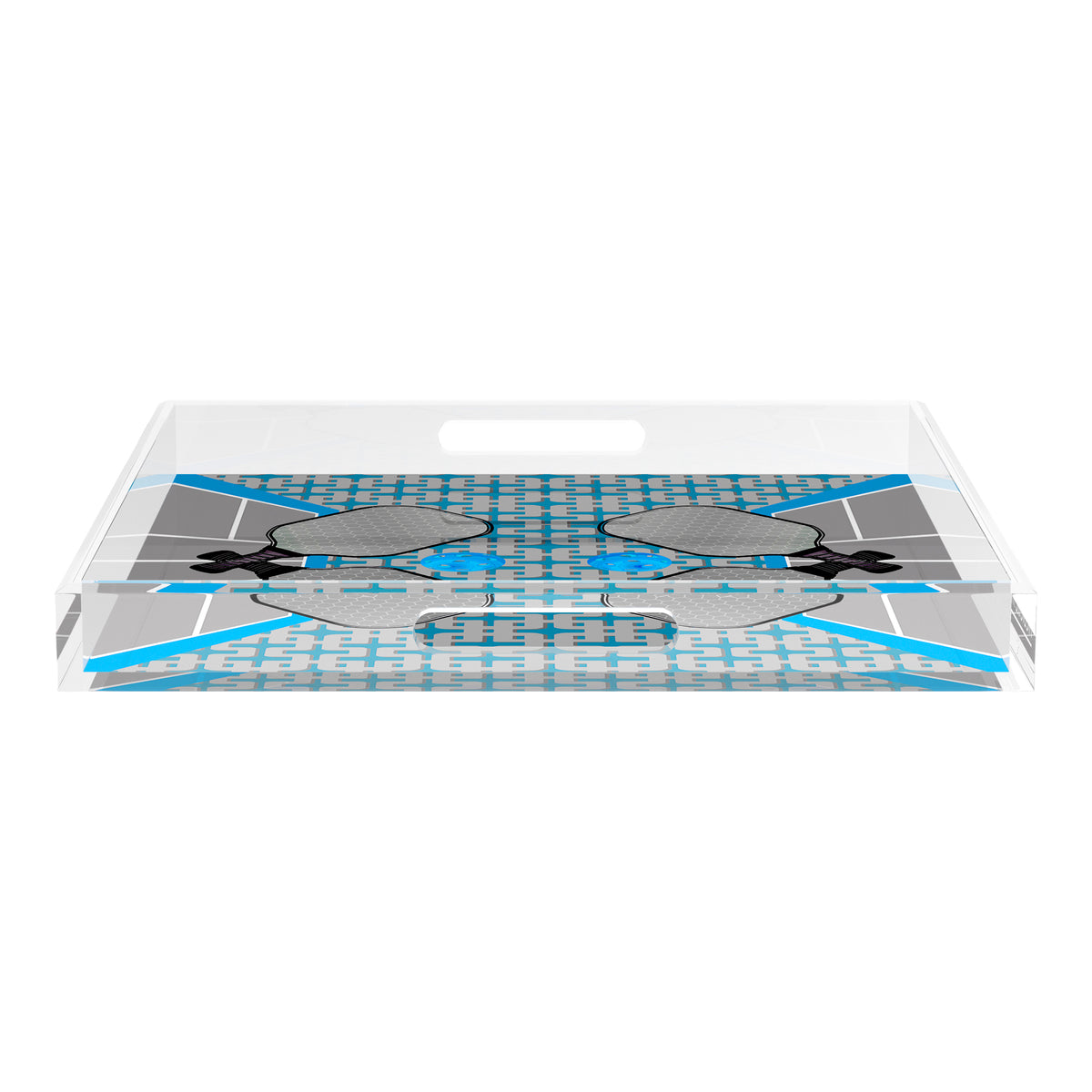 Pickleball Anyone Silver Blue Acrylic Decorative Tray, 18 x 18 in. by Nicolette Mayer 