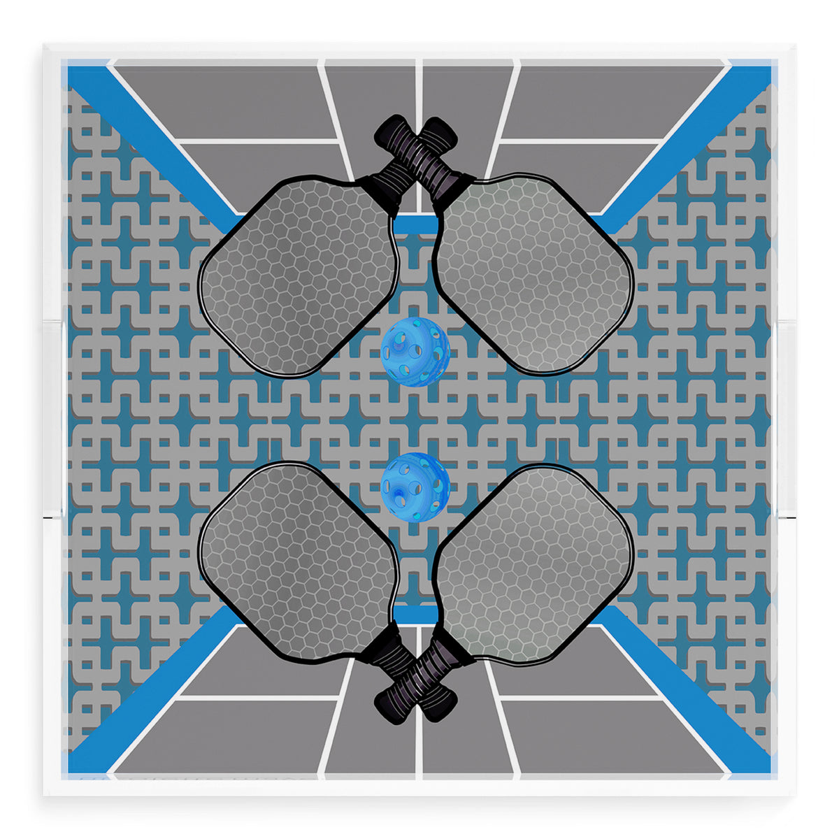 Pickleball Anyone Silver Blue Acrylic Decorative Tray, 18 x 18 in. by Nicolette Mayer 