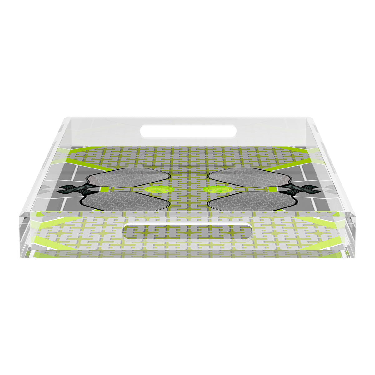 Pickleball Anyone Silver Lime Acrylic Decorative Tray, 22.5 x 14.5 in. by Nicolette Mayer 