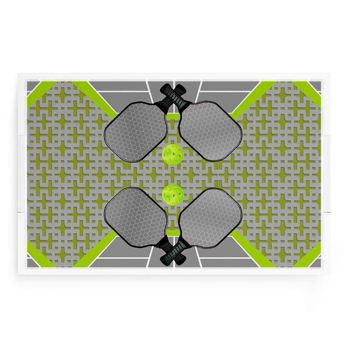 Pickleball Anyone Silver Lime Acrylic Decorative Tray, 22.5 x 14.5 in. by Nicolette Mayer 