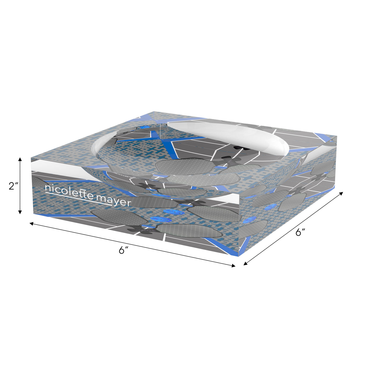 Pickleball Anyone Silver Blue Candy Catchall Dish, 6 x 6 in. by Nicolette Mayer 