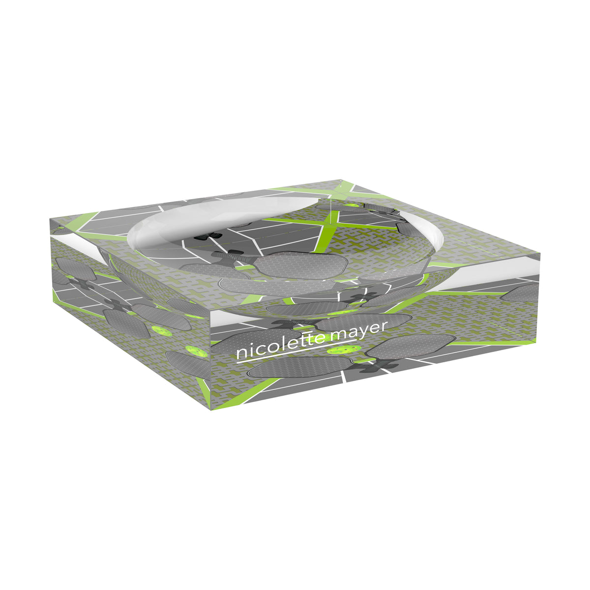 Pickleball Anyone Silver Lime Candy Catchall Dish, 6 x 6 in. by Nicolette Mayer 