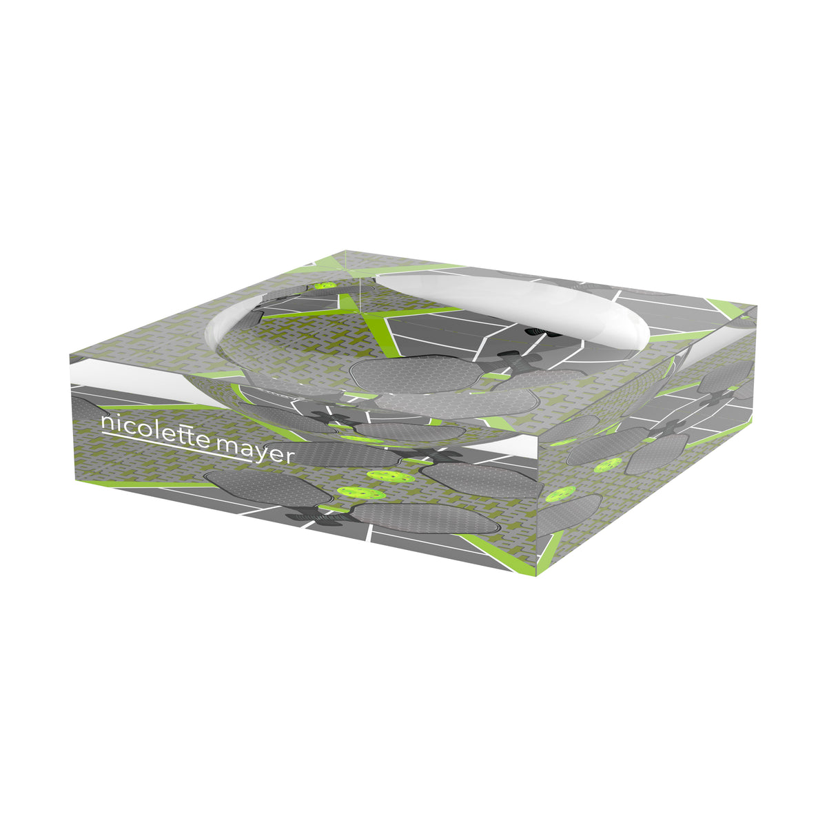 Pickleball Anyone Silver Lime Candy Catchall Dish, 6 x 6 in. by Nicolette Mayer 