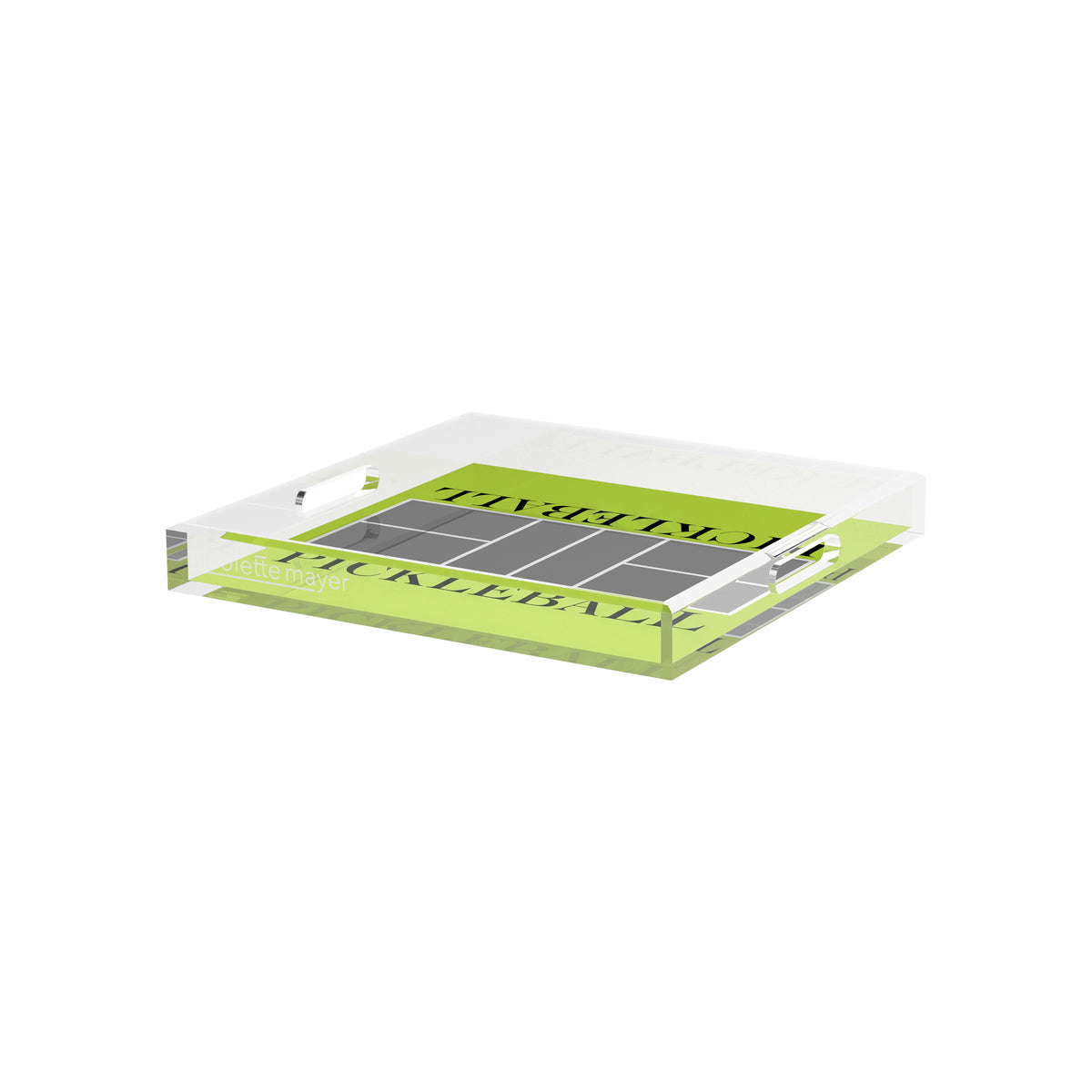 Pickleball Court Silver Lime Acrylic Decorative Tray, 12 x 12 in. by Nicolette Mayer 