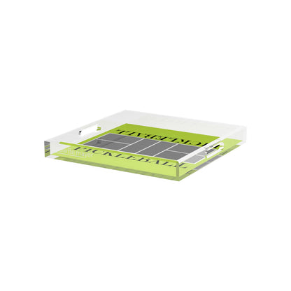 Pickleball Court Silver Lime Acrylic Decorative Tray, 12 x 12 in. by Nicolette Mayer 