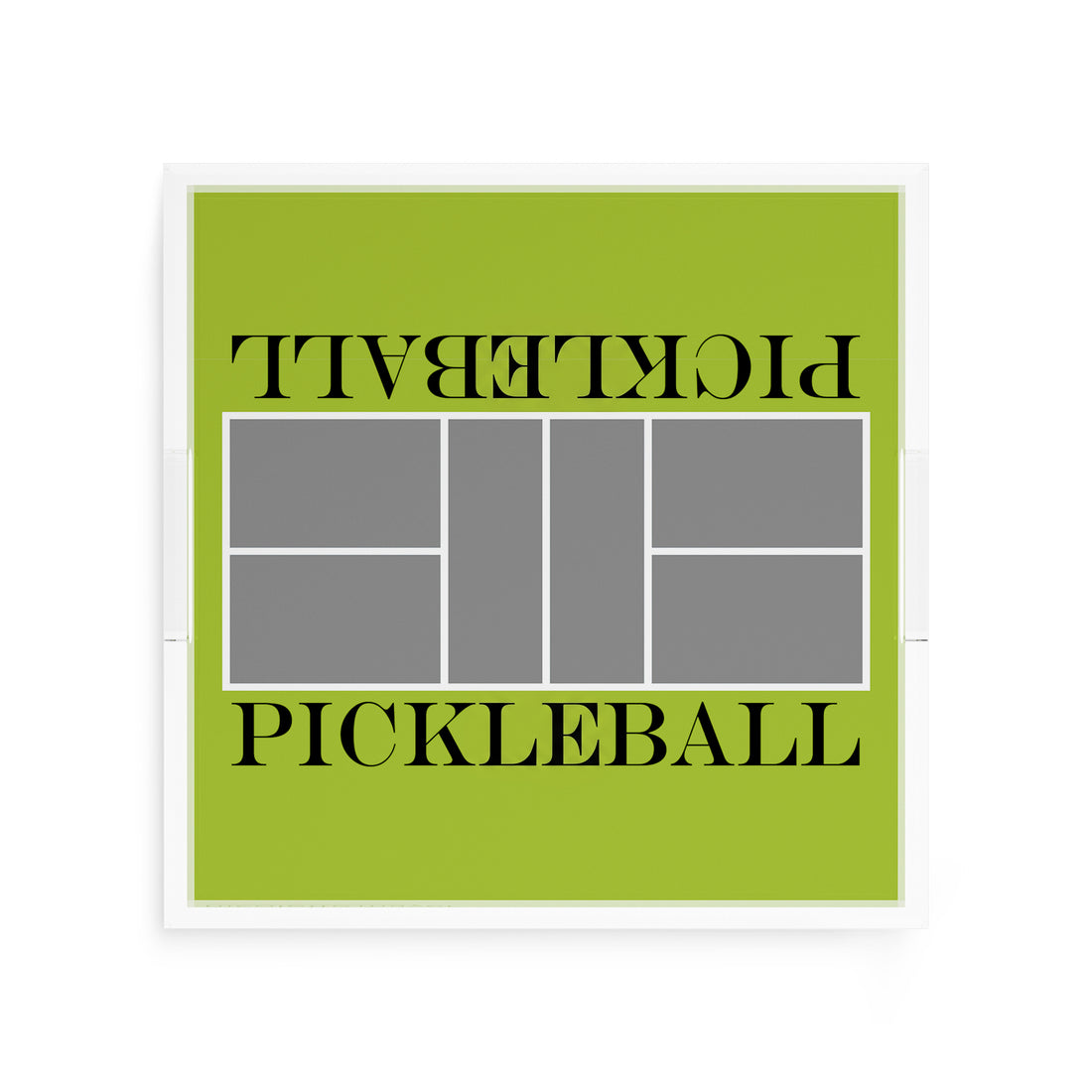 Pickleball Court Silver Lime Acrylic Decorative Tray, 12 x 12 in. by Nicolette Mayer 