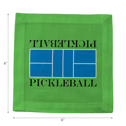 Pickleball Court Blue Green Cotton Sateen Cocktail Napkins by Nicolette Mayer