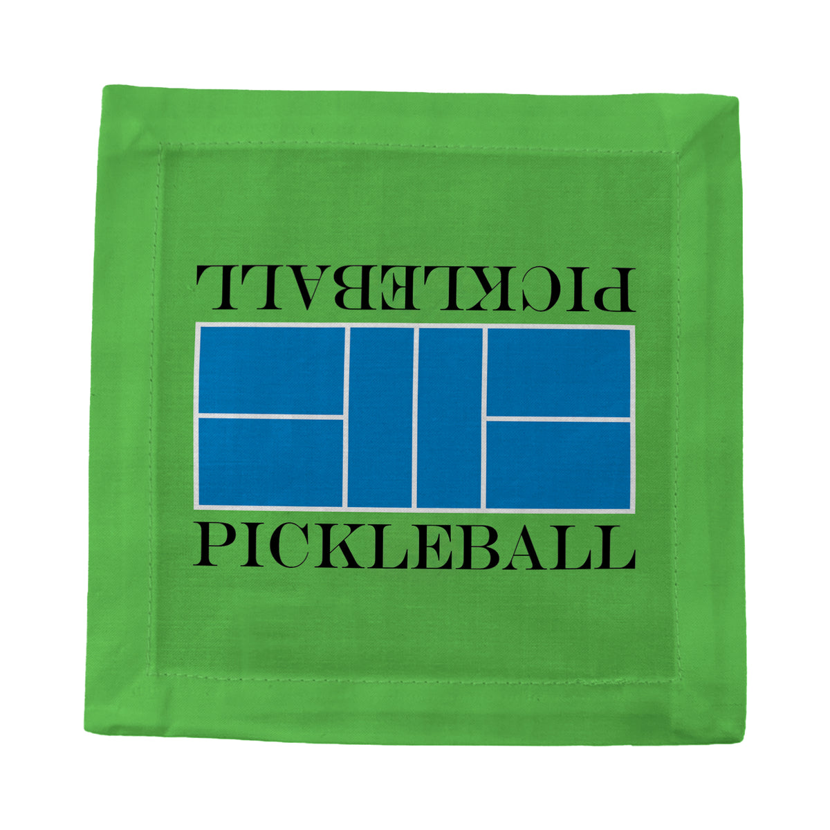 Pickleball Court Blue Green Cotton Sateen Cocktail Napkins by Nicolette Mayer