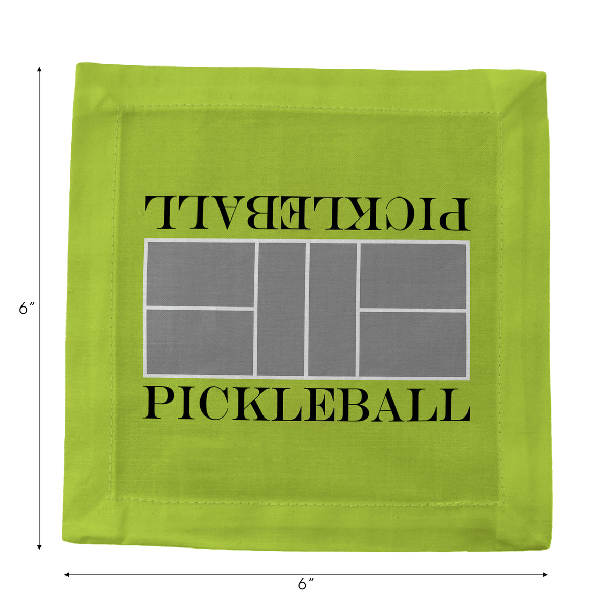 Pickleball Court Silver Lime Cotton Sateen Cocktail Napkins by Nicolette Mayer