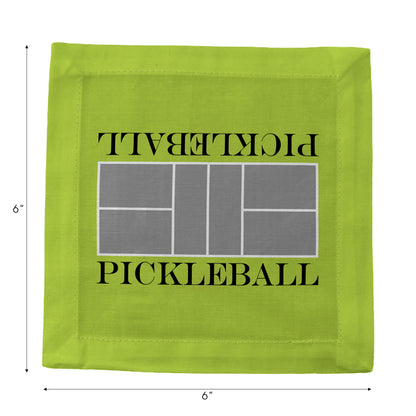 Pickleball Court Silver Lime Cotton Sateen Cocktail Napkins by Nicolette Mayer