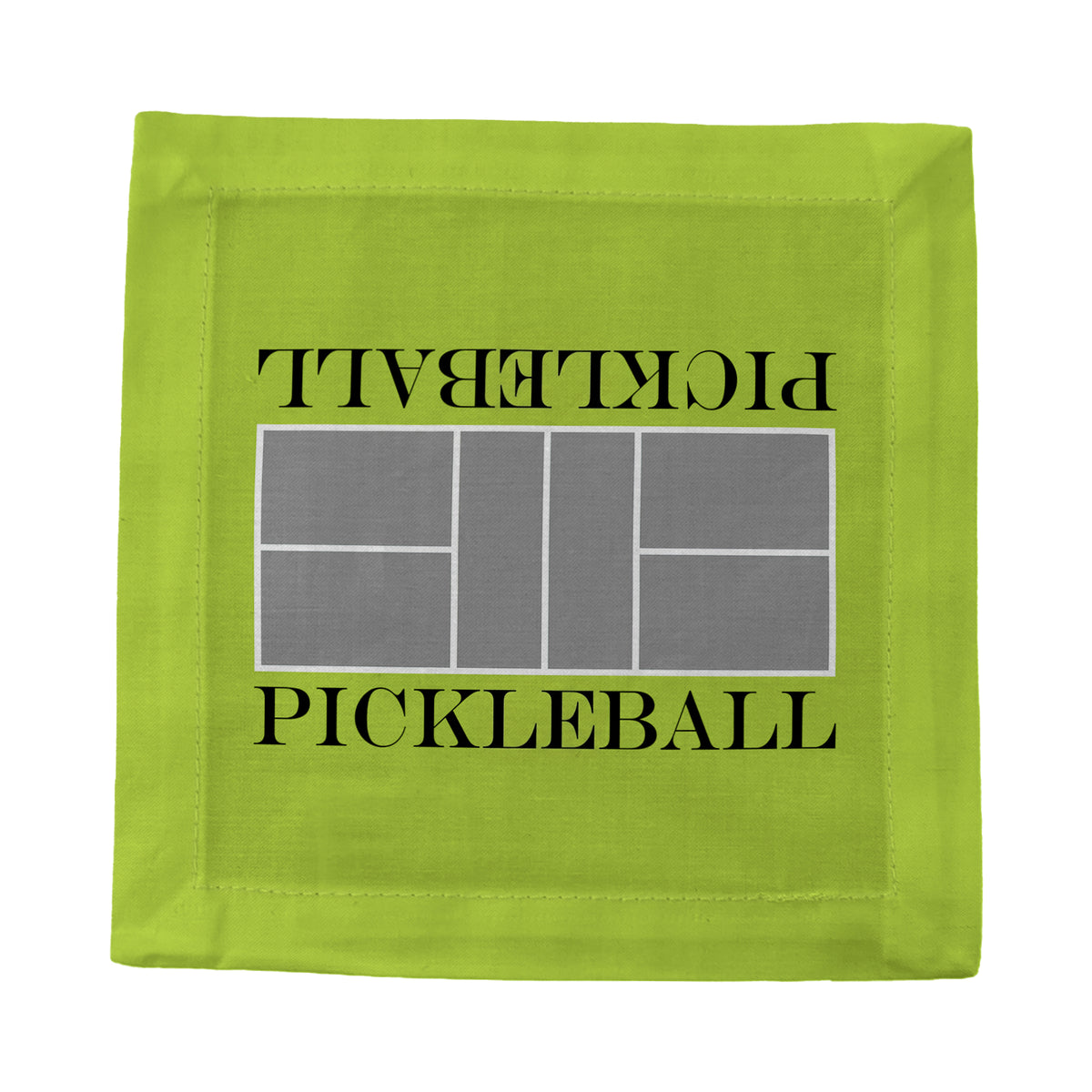 Pickleball Court Silver Lime Cotton Sateen Cocktail Napkins by Nicolette Mayer