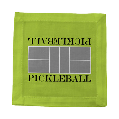 Pickleball Court Silver Lime Cotton Sateen Cocktail Napkins by Nicolette Mayer