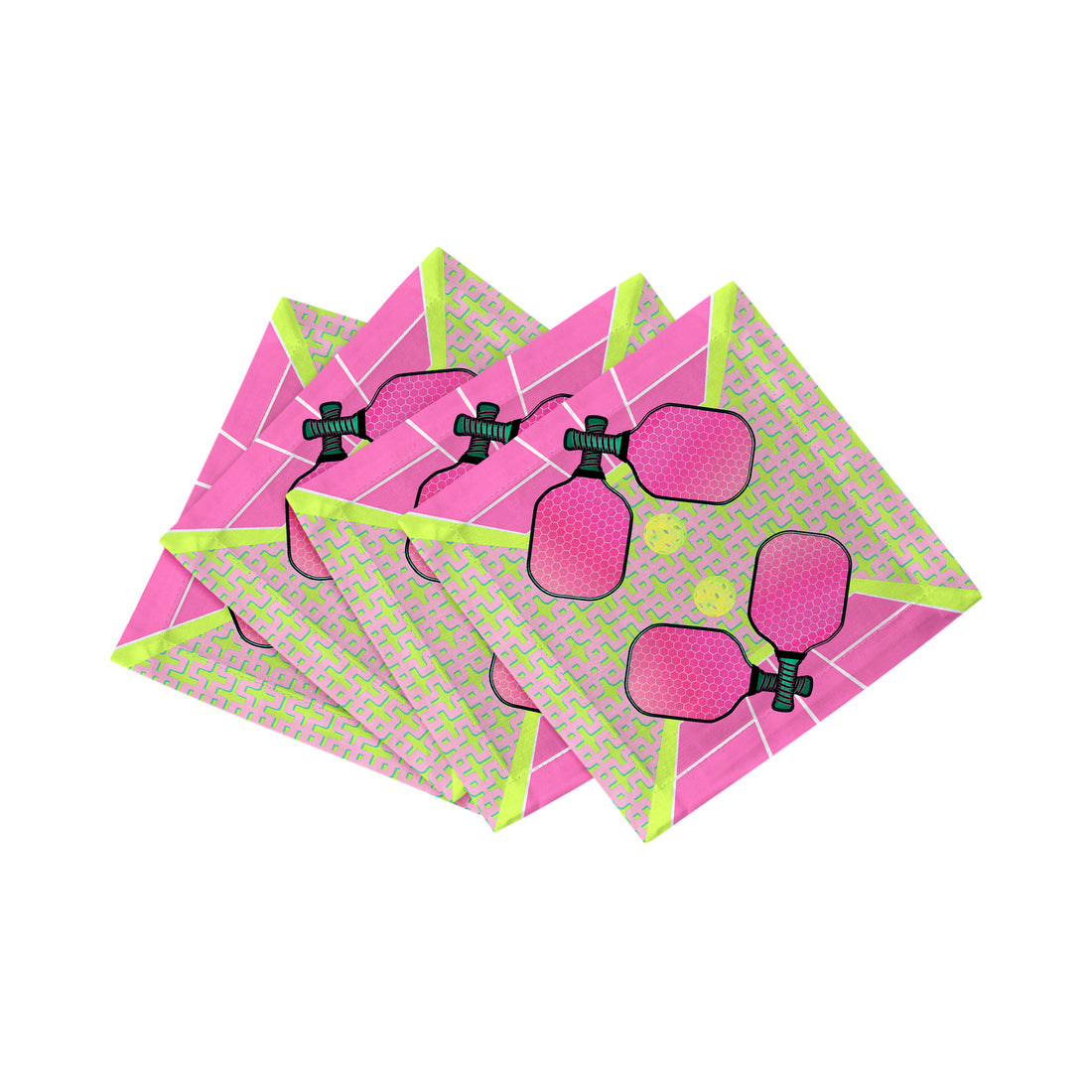 Pickleball Anyone Nancy Fran Cotton Sateen Cocktail Napkins by Nicolette Mayer