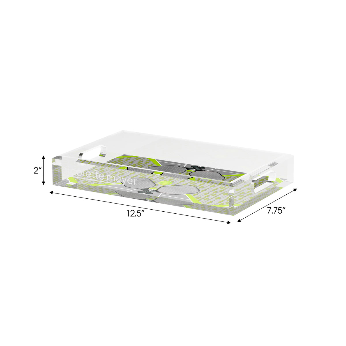Pickleball Anyone Silver Lime Acrylic Decorative Tray, 12.5 x 7.75 in. by Nicolette Mayer 