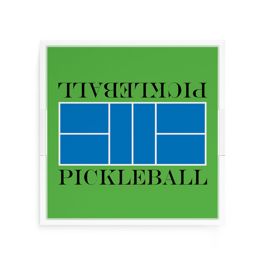 Pickleball Court Blue Green Acrylic Decorative Tray, 12 x 12 in. by Nicolette Mayer 