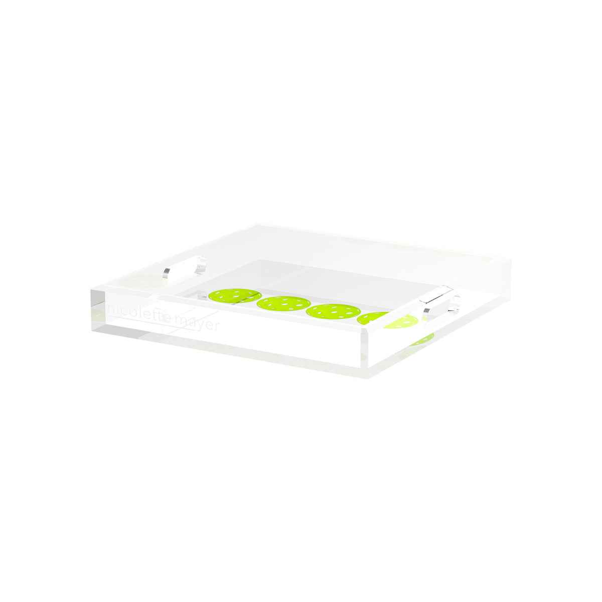 Pickleballs Acid Green Acrylic Decorative Tray, 12 x 12 in. by Nicolette Mayer 