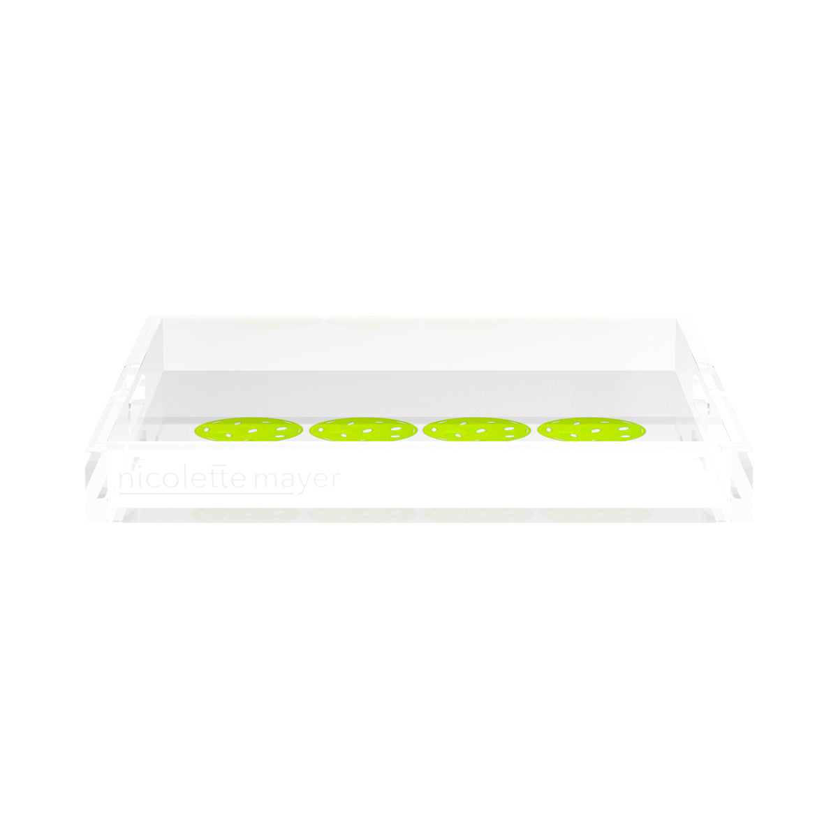 Pickleballs Acid Green Acrylic Decorative Tray, 15 x 15 in. by Nicolette Mayer 