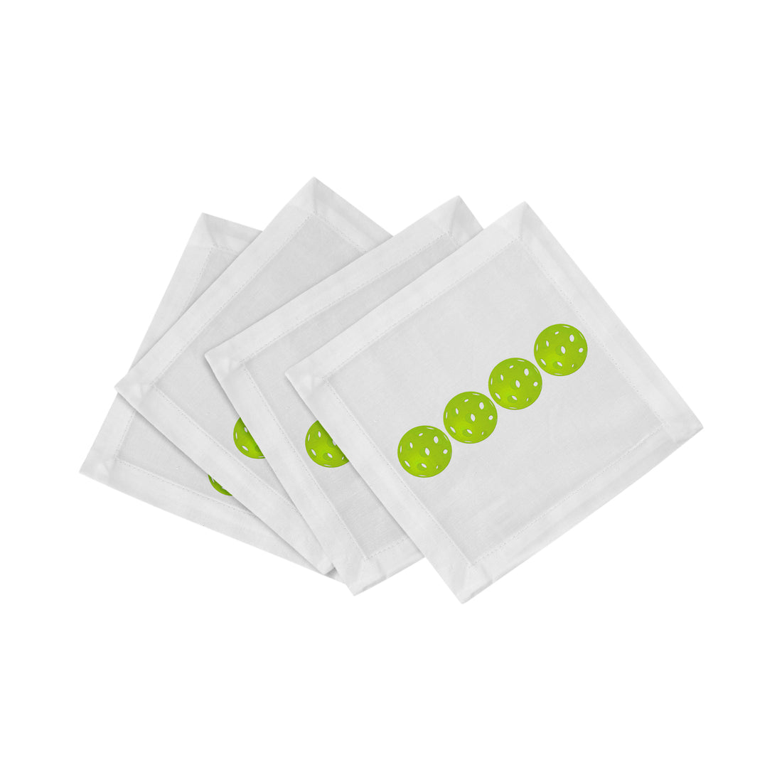 Pickleballs Acid Green Cotton Sateen Cocktail Napkins by Nicolette Mayer
