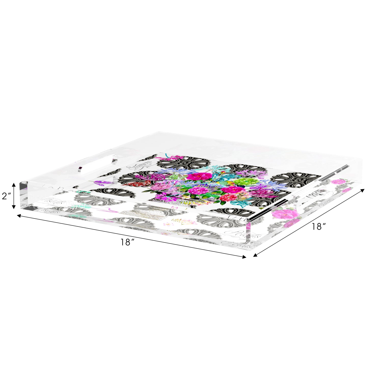 Pistils Metal Bouquet 18X18 Acrylic Tray - nicolettemayer.com
