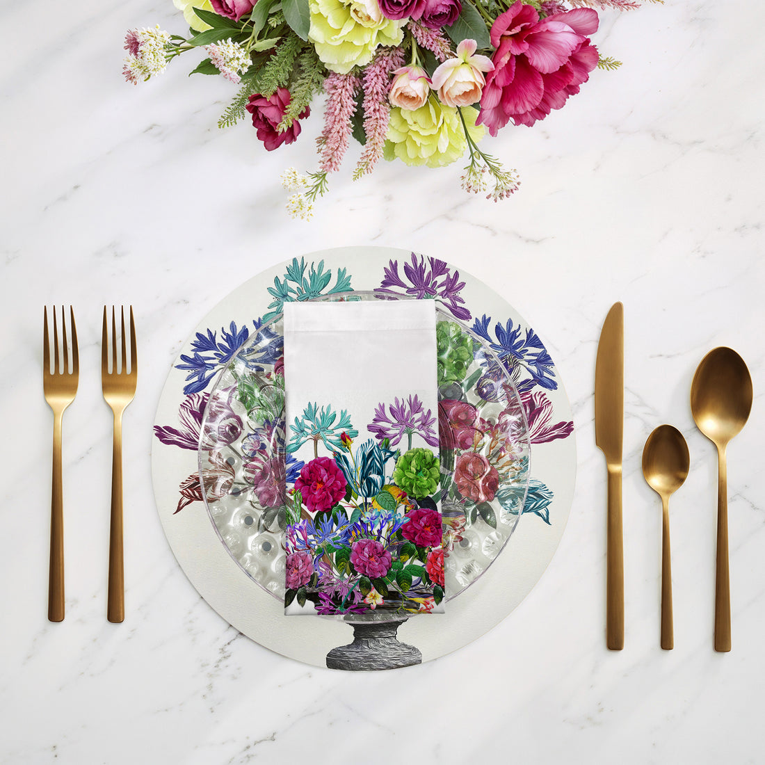 Pistals Large Bouquet 22"X22" Dinner Napkins, Set of 4 - nicolettemayer.com