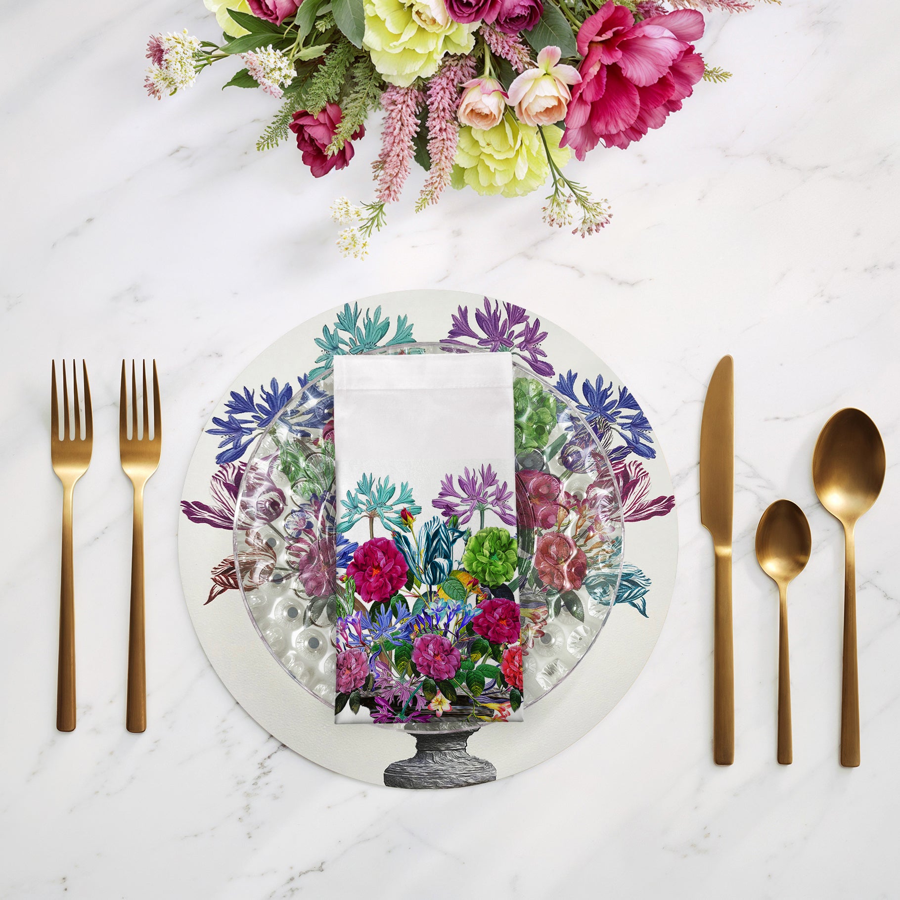 Pistals Large Bouquet 22"X22" Dinner Napkins, Set of 4 - nicolettemayer.com