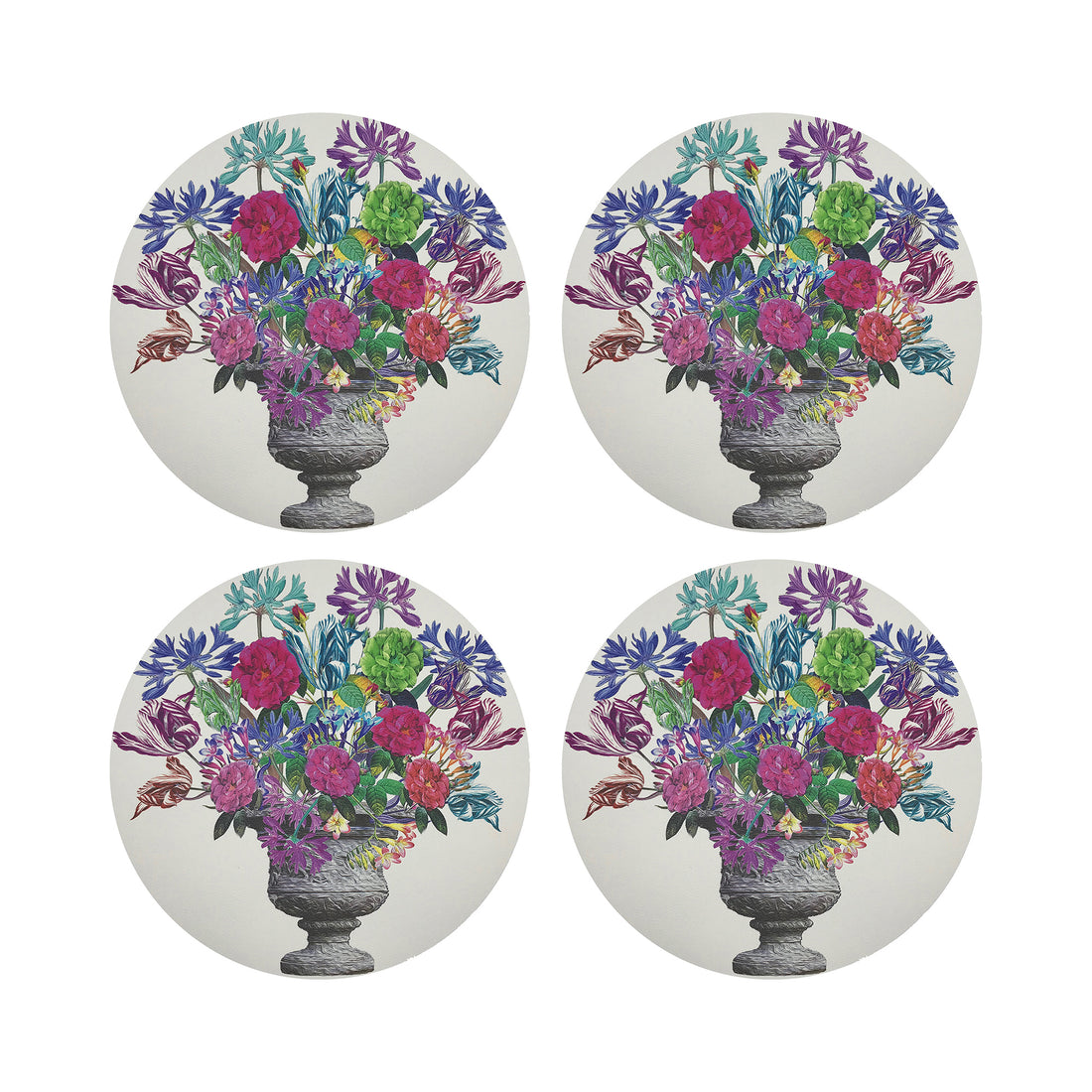 Pistals Large Bouquet Vegan Leather Round Coasters