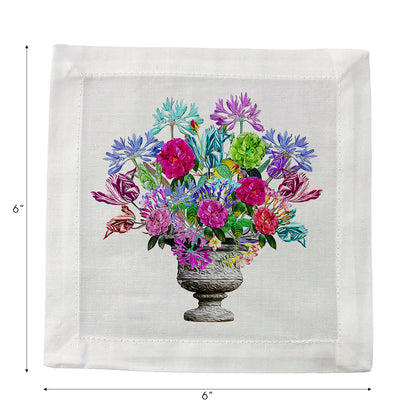 Pistals Large Bouquet Cotton Sateen Cocktail Napkins