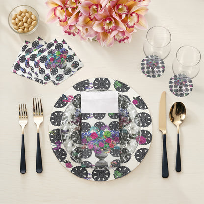 Pistals Metal Bouquet Vegan Leather Round Coasters