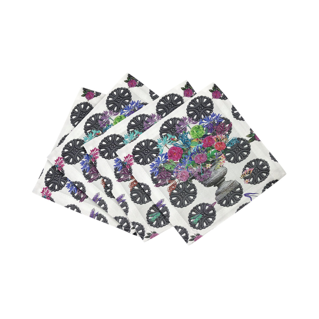 Pistils Metal Bouquet Cotton Sateen Cocktail Napkins