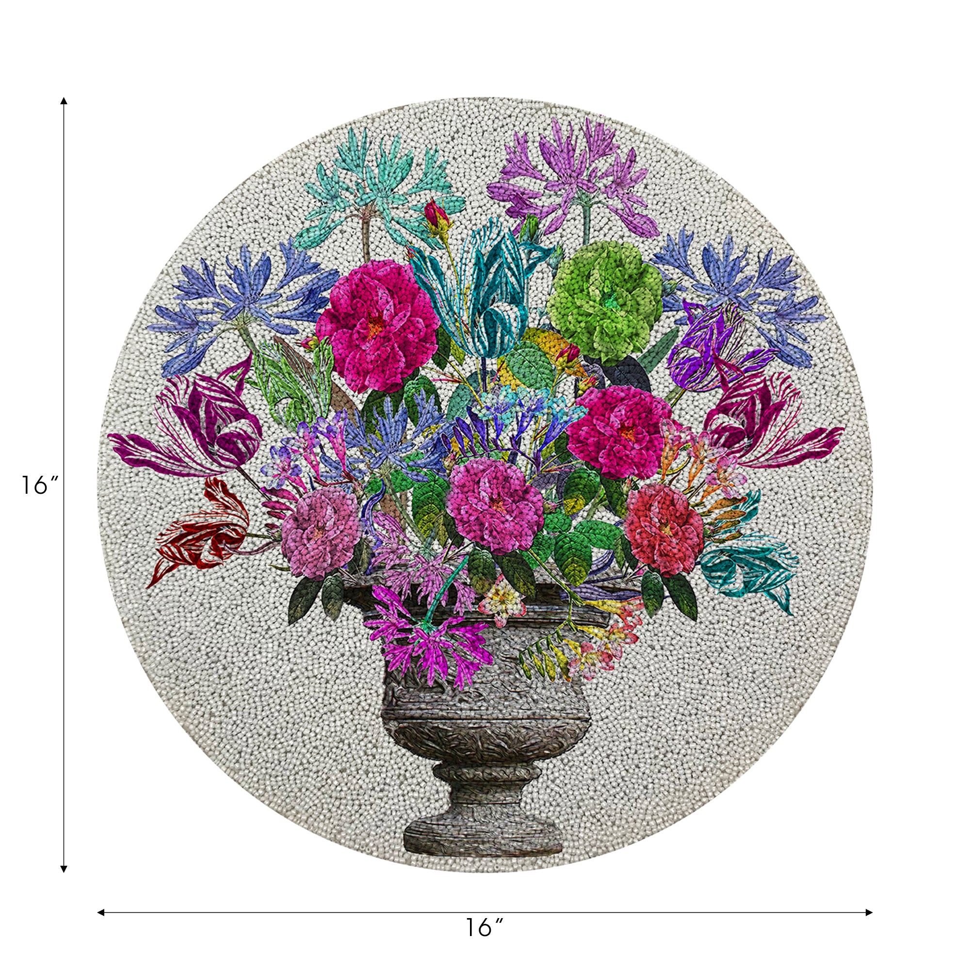 Pistals Large Bouquet Vegan Leather Round Pebble Placemat - nicolettemayer.com
