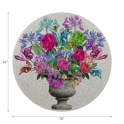 Pistals Large Bouquet Vegan Leather Round Pebble Placemat - nicolettemayer.com