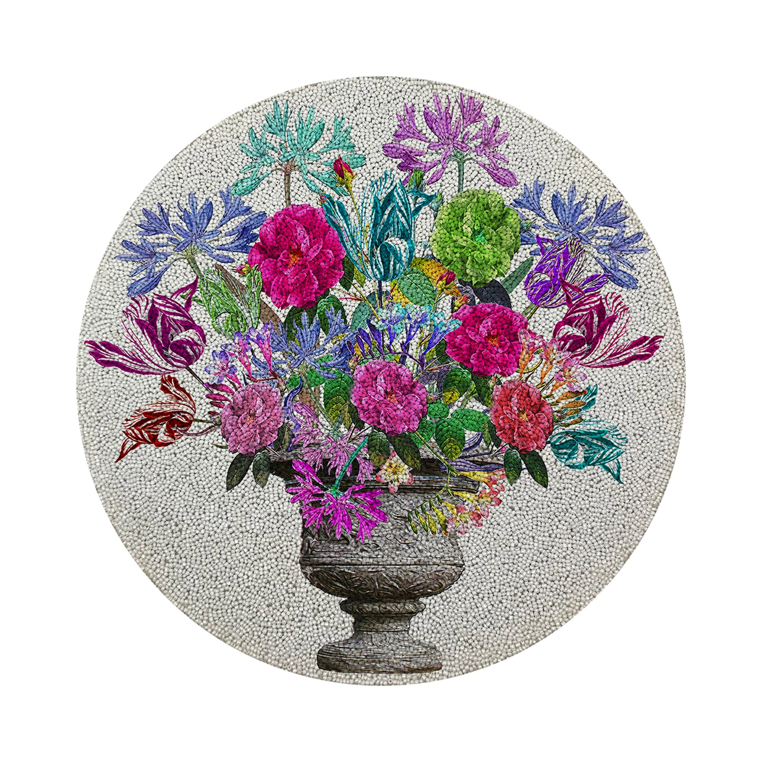 Pistals Large Bouquet Vegan Leather Round Pebble Placemat - nicolettemayer.com