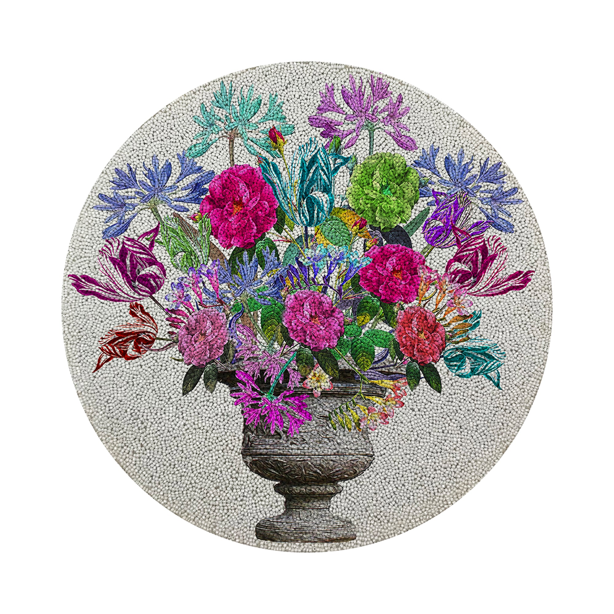 Pistals Large Bouquet Vegan Leather Round Pebble Placemat - nicolettemayer.com
