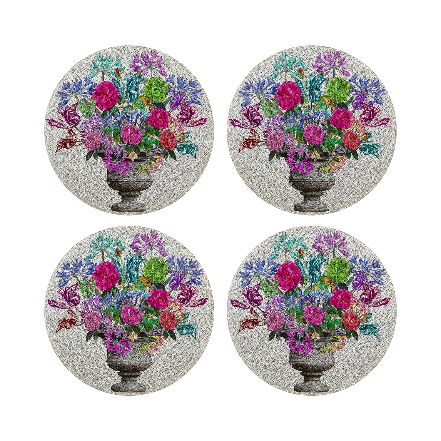 Pistals Large Bouquet Vegan Leather Round Pebble Placemat - nicolettemayer.com