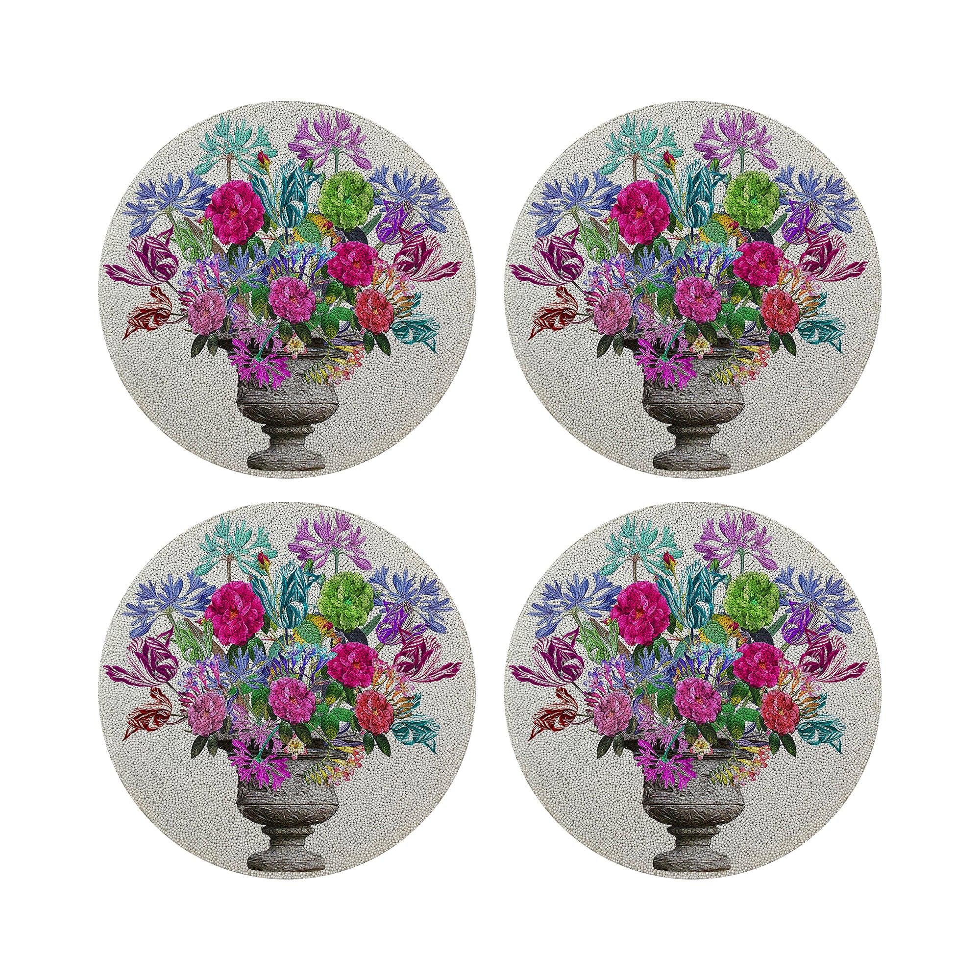 Pistals Large Bouquet Vegan Leather Round Pebble Placemat - nicolettemayer.com