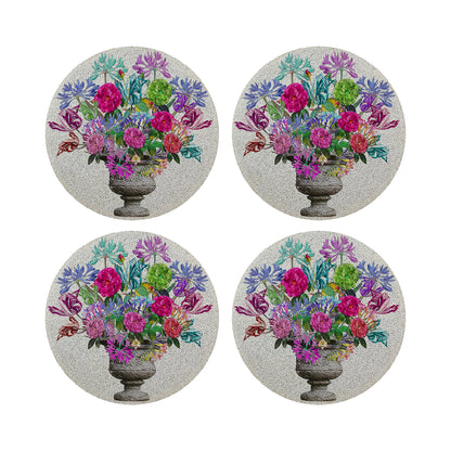 Pistals Large Bouquet Vegan Leather Round Pebble Placemat - nicolettemayer.com