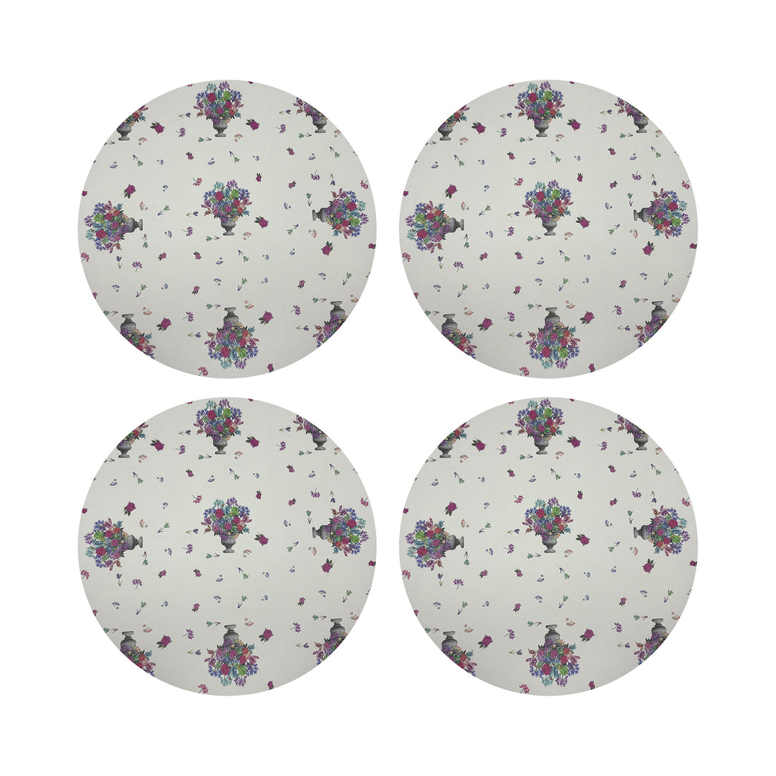 Pistils Small Bouquet Vegan Leather Round Coasters