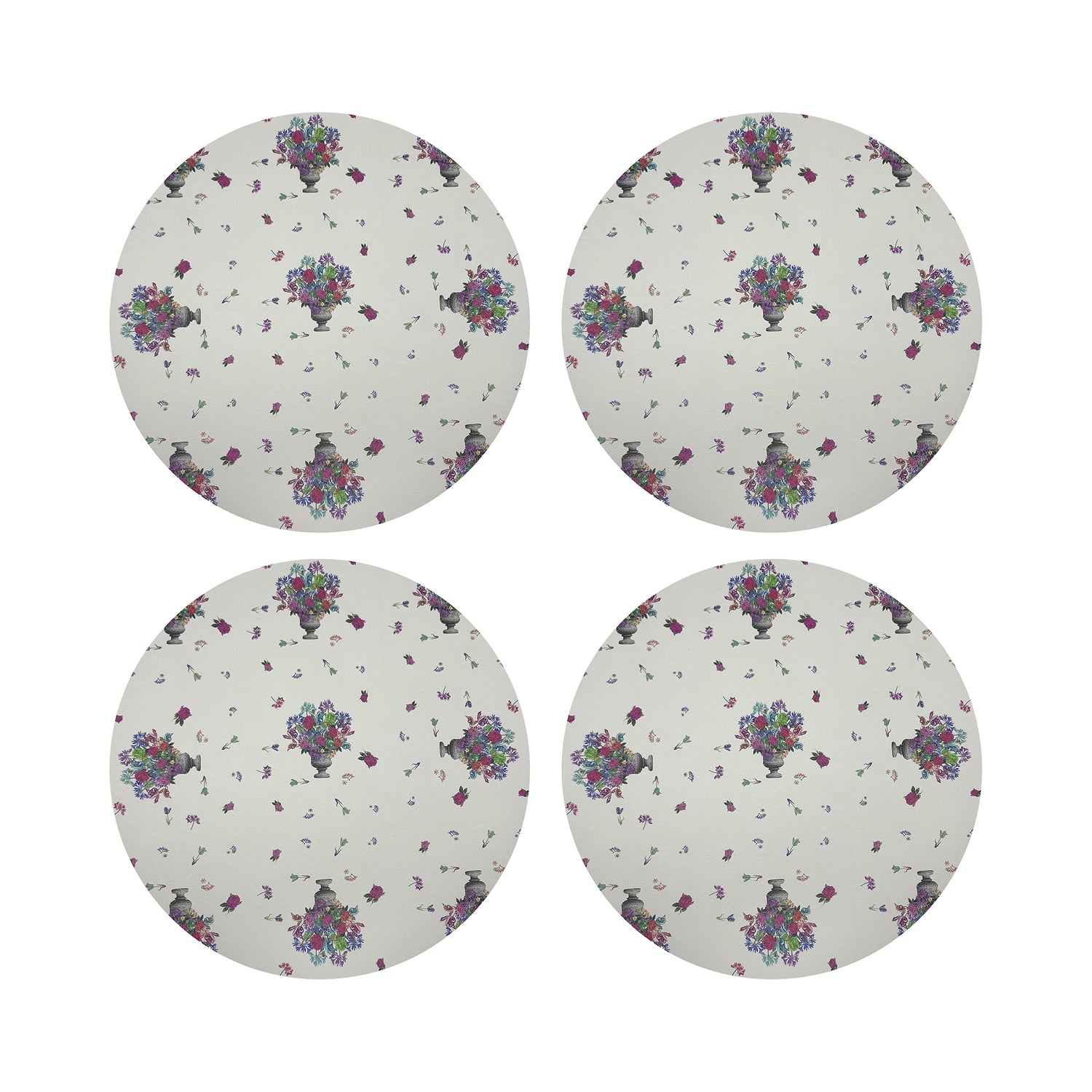 Pistils Small Bouquet Vegan Leather Round Coasters